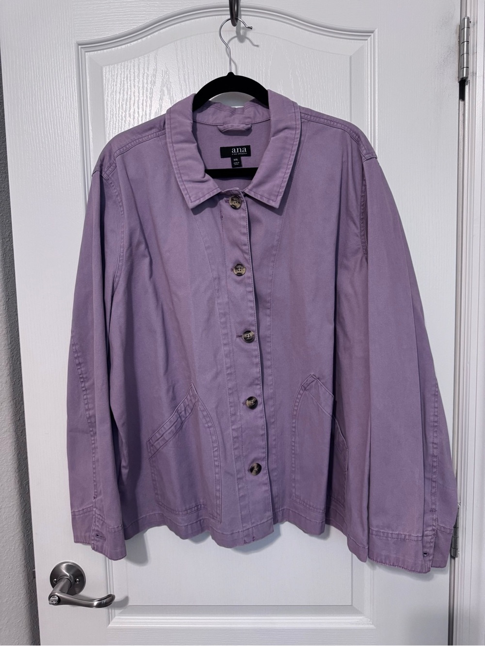 a.n.a Lavender Button Front Casual Jean Jacket